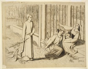 Pippa Passes, 1854 (pero a hnědý inkoust na špinavě bílém papíře)